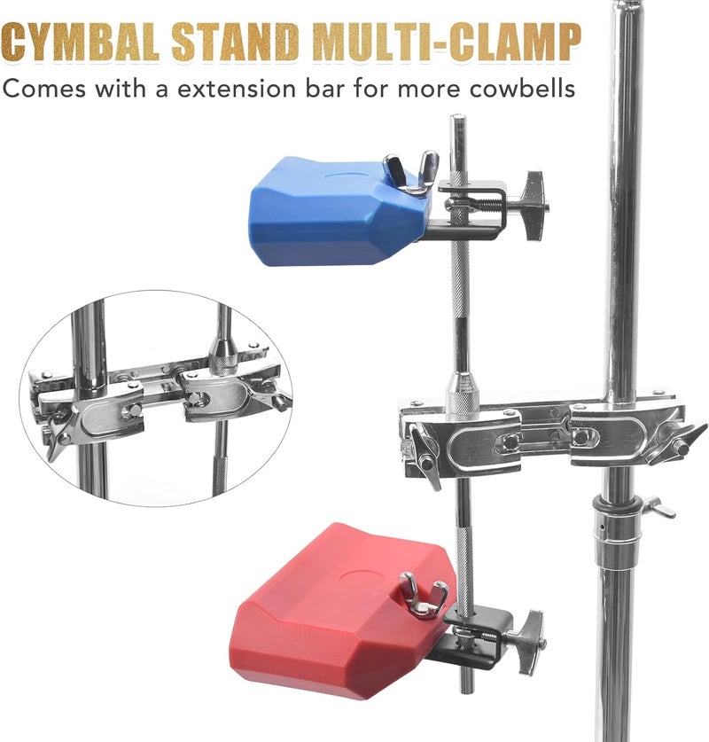 Seteol Drum Clamp Mount with Extension Bar, Heavy Duty Quick Release Multi-clamp for Cowbell, Jam Blocks, Tambourines, Mini Timbales, Tom, Cymbal Stands, Professional Drum Hardware Clamp Bracket - Image 4